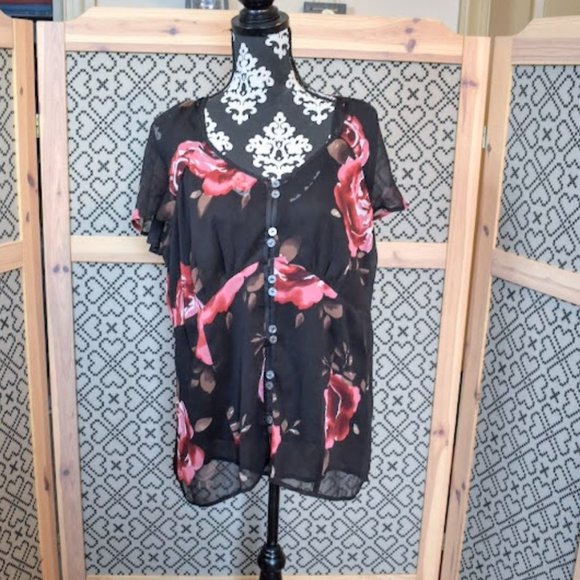 Midnight Velvet sheer blouse with tank women's plus size 1X - Picture 2 of 11